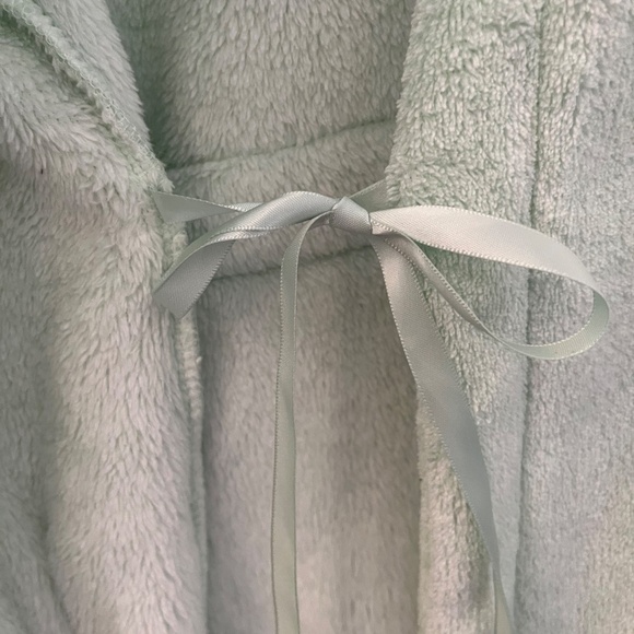 Jasmine & Ginger Plush Hooded Robe. Tie Waist, Sz M. Mint green - Picture 2 of 6